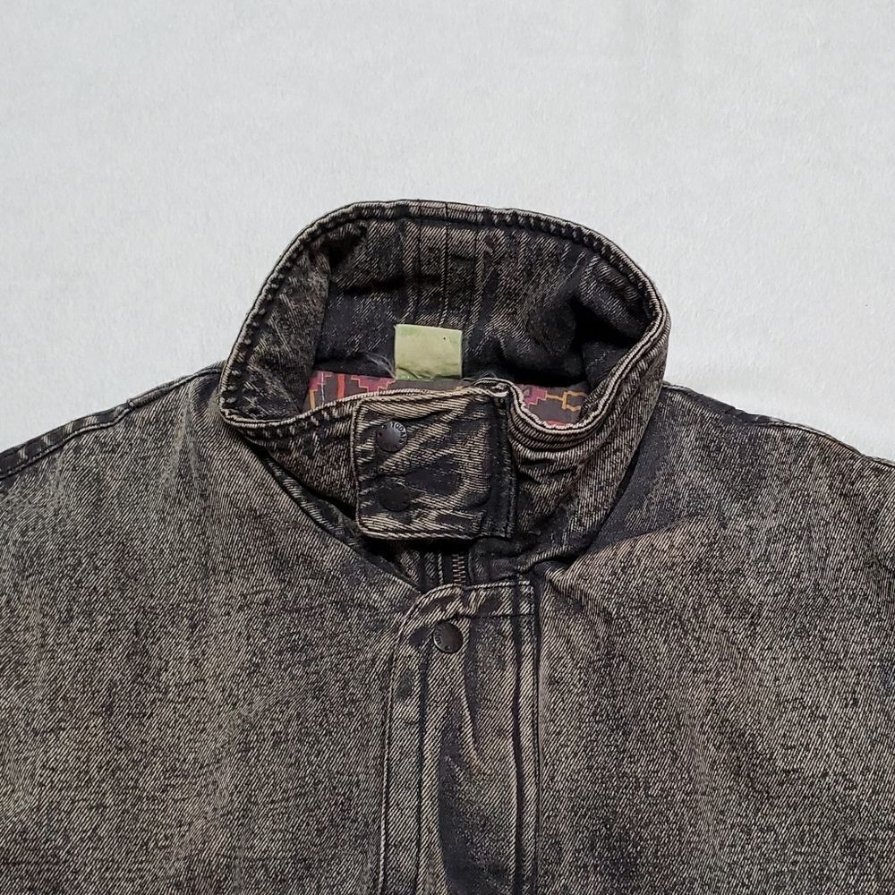 Rare Vintage 80s New Wave Todays News  Black Acid Wash Denim Puffer Jacket - Picture 5 of 14